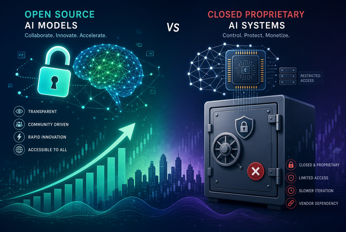 Open source AI models versus closed proprietary AI systems