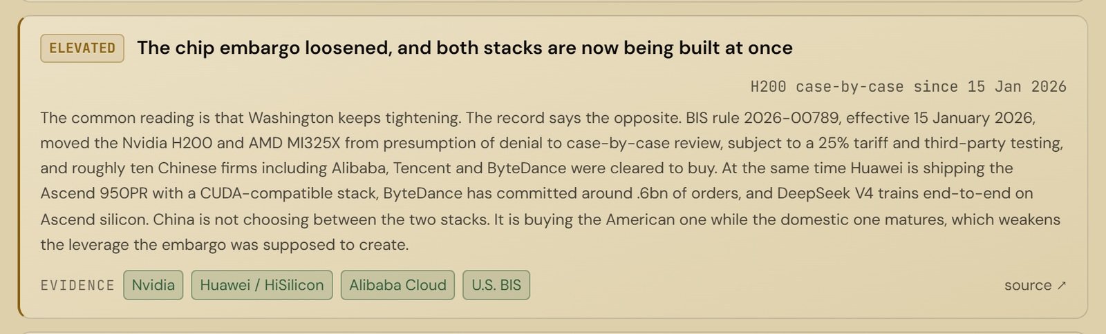 KXCO ontology finding: the chip embargo loosened and both stacks are now being built at once